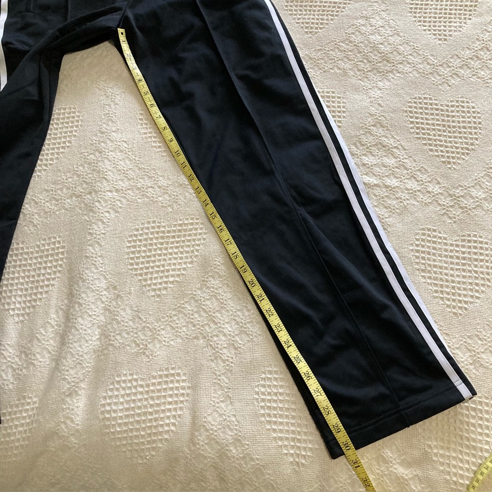 ADIDAS Mens Sz M Joggers Jogging Training Pants Black w/ White Stripes Stretch - Picture 6 of 13